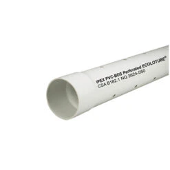 Ipex Ecolotube Sewage And Drain Pipe - Perforated - White - 4-in Dia X 10-ft L