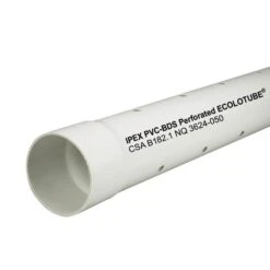 Ipex Ecolotube Perforated Drain Pipe - Bell End - White - 3-in Dia X 10-ft L