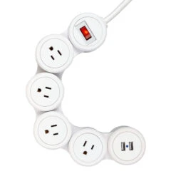 Globe Electric Flexigon 4-Outlet 2-USB 450 Joules 1875-Watts Surge Protected Power Strip