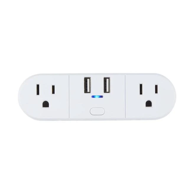 Globe Electric 2 Outlet Plug 2 USB Ports (21A) Smart WI-FI Plug - White