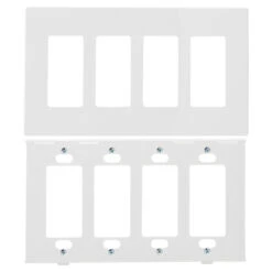 Eaton Cooper 4-Gang Midsize Wall Plate - Polycarbonate - White - 5-in W X 4 7/8-in L