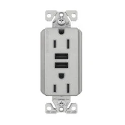 Eaton 15 Amp 3-wire Grounding 5-15R Silver Double Plug