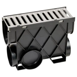 Reln ABS Inline Pit Catch Basin - Rectangle - Metal - 13-in L X 4 1/2-in W X 4-in Dia
