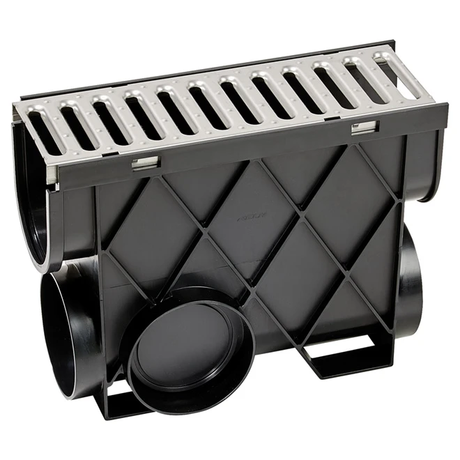 Reln ABS Inline Pit Catch Basin - Rectangle - Metal - 13-in L X 4 1/2-in W X 4-in Dia