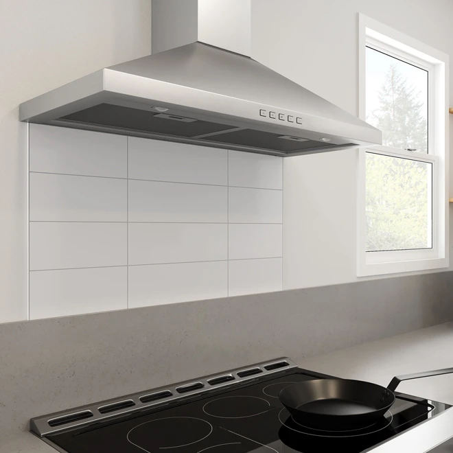 Broan 30-Inch Convertible Wall-Mount Pyramidal Chimney Range Hood, 450 Max CFM, Stainless Steel - Image 4