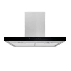 Broan 30-in Stainless Steel With Black Glass Convertible Wall-Mounted T-Style Chimmey Range Hood
