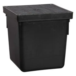 Fibro-Drain Polyethylene Plastic Retaining Basin With Lid - Black - 12-in X 12-in X 11.5-in