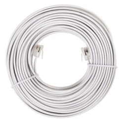 RCA Modular Line Cord - Plastic And Metal - White - 50-ft