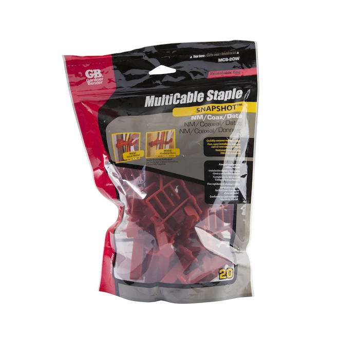 Gardner Bender Multi-Cable Staples - Red - Polypropylene - 20 Per Pack - Image 3