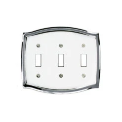 Atron 3-Gang 1-Pack White And Chrome Toggle Standard Wall Plate