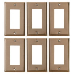"Decora" Wall Plate - Rocker - Metal - 6/PK - Antique Brass