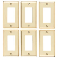 "Decora" Wall Plate - Rocker - Metal - 6/PK - Brass