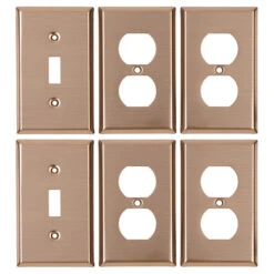 "Decora" Wall Plate - Duplex/Toggle - 6/PK - Antique Brass