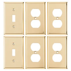 "Decora" Wall Plate - Duplex/Toggle - Metal - 6/PK - Brass