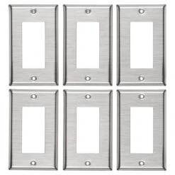 "Decora" Wall Plate - Rocker - Metal - 6/PK - Brushed Nickel