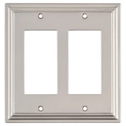 "Aztec" Wall Plate - Double Rocker - Metal - Satin Nickel