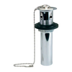 Drain Plug With Vent - One-Piece - 1 1/4" X 5" - Brass, Chrome