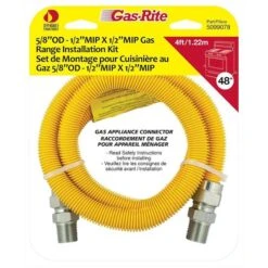 Waterline Gas Connector (5/8in OD) 1/2in MIP X 1/2in MIP X 48in Yellow