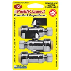 Waterline PushNConnect 1/2-in X 3/8-in Stop Valves - Pack Of 3
