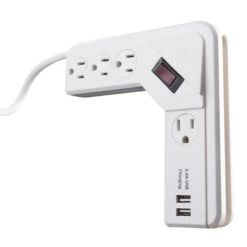 Woods Corner Power Strip - 4 Outlets/2 USB Ports - 4-ft - White