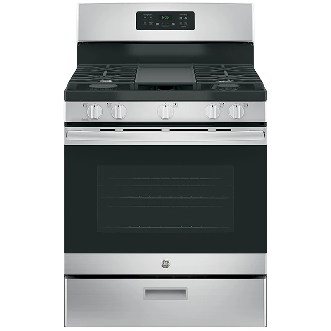 GE Gas Range With Steam Clean - 30-in - 5-cu Ft - Stainless Steel