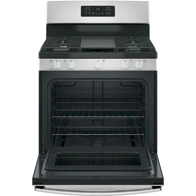 GE Gas Range With Steam Clean - 30-in - 5-cu Ft - Stainless Steel - Image 3