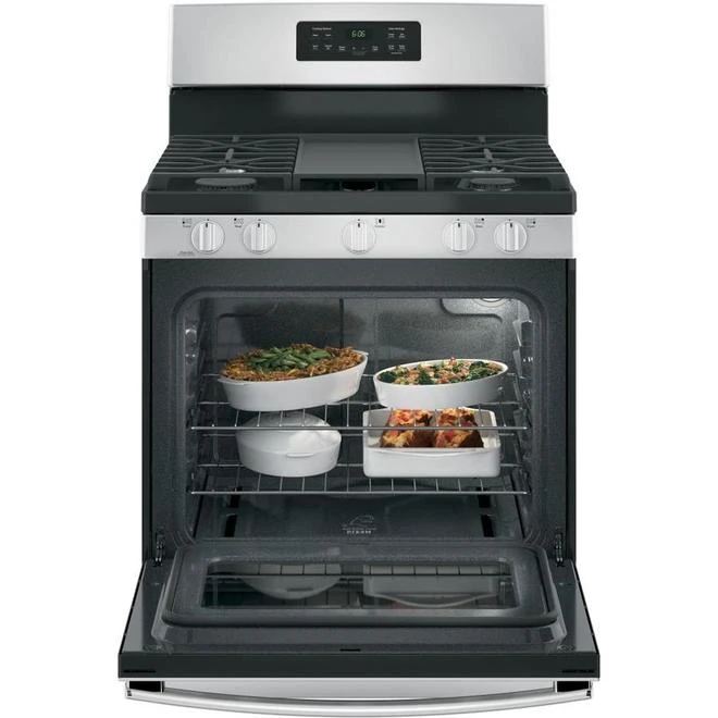 GE Gas Range With Steam Clean - 30-in - 5-cu Ft - Stainless Steel - Image 5