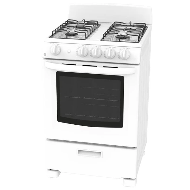 GE 24-in Free-Standing Gas Range With Removable Backsplash And Broil Drawer - 2.9 Cu Ft - White