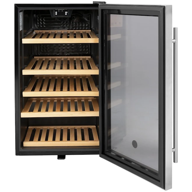 GE 31-Bottle Capacity (4.1-cu Ft) Stainless Steel Built-In/Freestanding 5-Shelf Beverage Center - Image 3