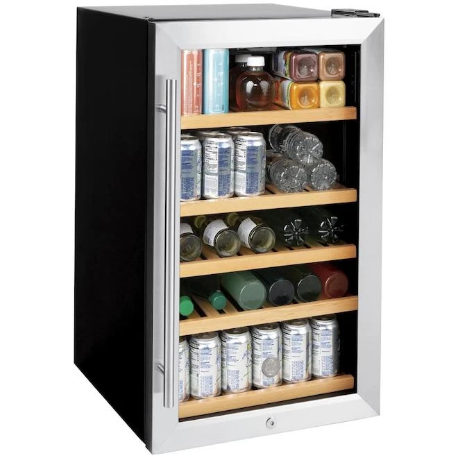 GE 31-Bottle Capacity (4.1-cu Ft) Stainless Steel Built-In/Freestanding 5-Shelf Beverage Center - Image 5