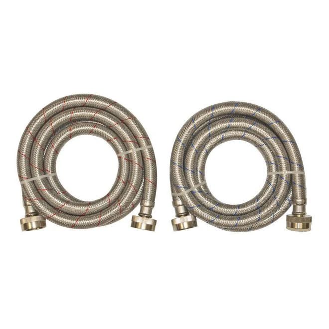 3/4-in Dia X 6-ft 1500-PSI Stainless Steel Hose Thread Washing Machine Drain Hose (2-Pack)
