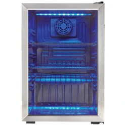 Danby Stainless Steel 2.6-cu Ft Beverage Center - Glass Door - 95 Cans - Blue LEDs
