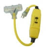 Triple Outlet Cable Extension - GFCI - 2' - 15 A - Yellow