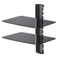 TygerClaw 16.5-in Black AV Component Double Shelf