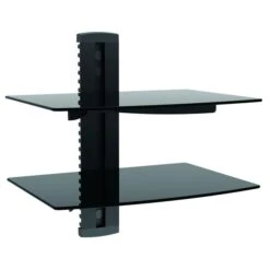 TygerClaw 15-in Black GlassAV Component Double Shelf