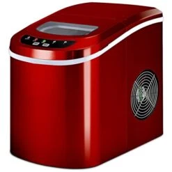 Costway Red 26.5-lb Flip-Up Door Freestanding Portable Compact Electric Bullet Ice Maker