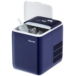 Costway 44-lb Navy Drop-Down Door Portable/Countertop Bullet Ice Maker