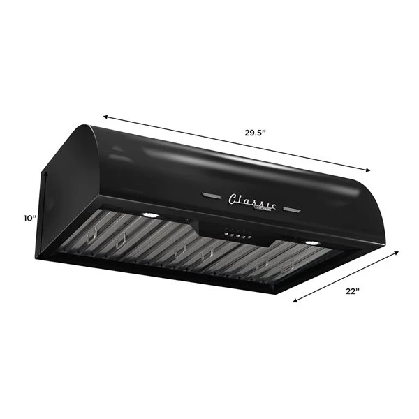 Unique Classic Retro 30-in 700 CFM Ducted Midnight Black Undercabinet Range Hood With Charcoal Filter Included - Image 2