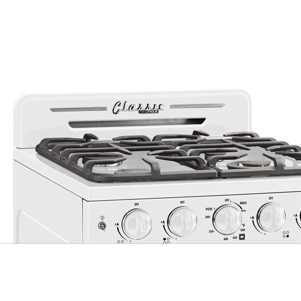 Unique Classic Retro Marshmallow White 24-in 4 Burners 2.9-cu Ft Manual Cleaning Convection Oven Freestanding Gas Range