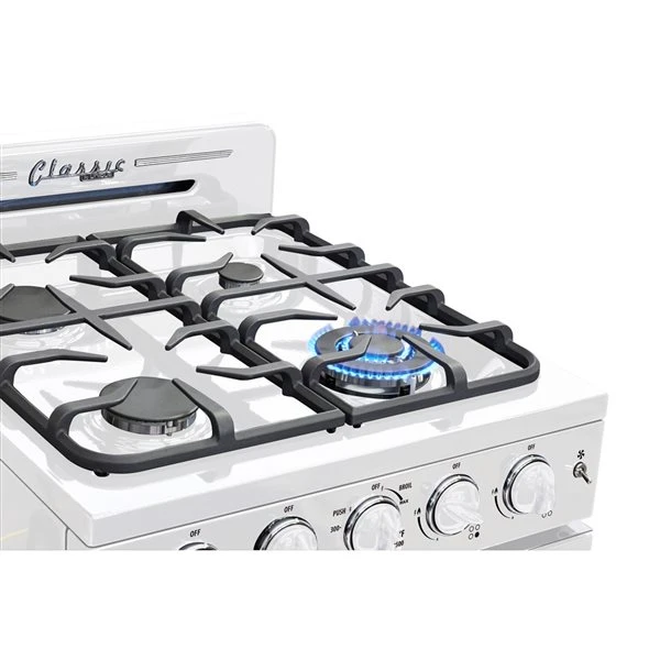 Unique Classic Retro Marshmallow White 24-in 4 Burners 2.9-cu Ft Manual Cleaning Convection Oven Freestanding Gas Range - Image 4