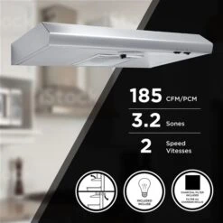 Aria 30-in Convertible Stainless Steel Under Cabinet Range Hood With Charcoal Filter