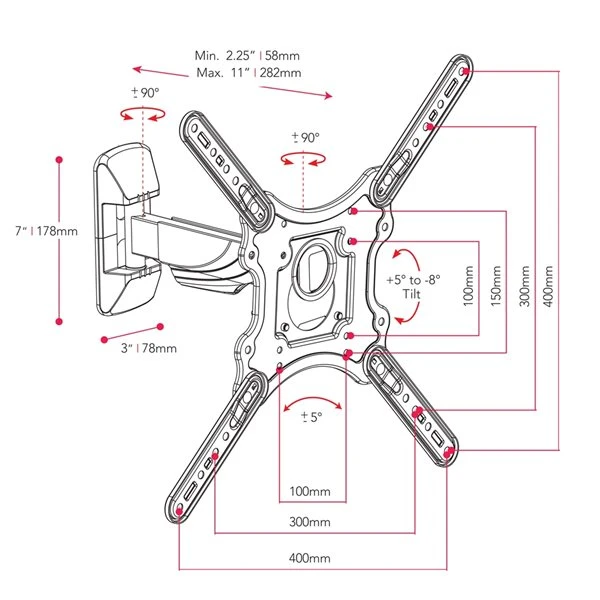 CorLiving Full-Motion X-frame Wall Mounted For 23-in - 55-in TVs - Image 3