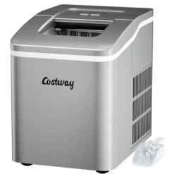 Costway 26-lb Drop-Down Door Portable/Countertop Bullet Ice Maker - Silver