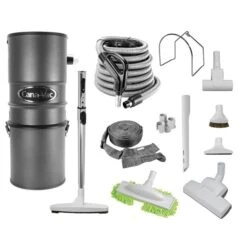Canavac Metallic Charcoal Residential Bagless Central Vacuum Air Package