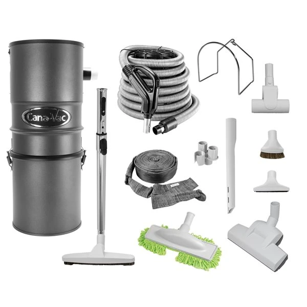 Canavac Metallic Charcoal Residential Bagless Central Vacuum Air Package