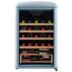 Iio 30-Bottle Freestanding Retro Light Blue Wine Cooler