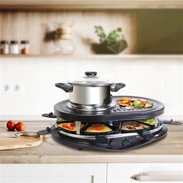 Total Chef 8-Person Raclette And Fondue Set With Granite Grill Stone - Image 5