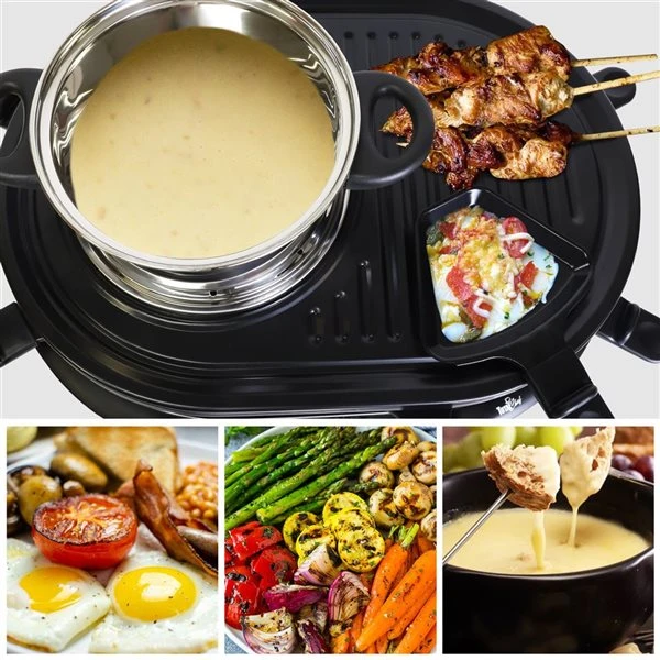 Total Chef 8-Person Raclette And Fondue Set With Granite Grill Stone - Image 4