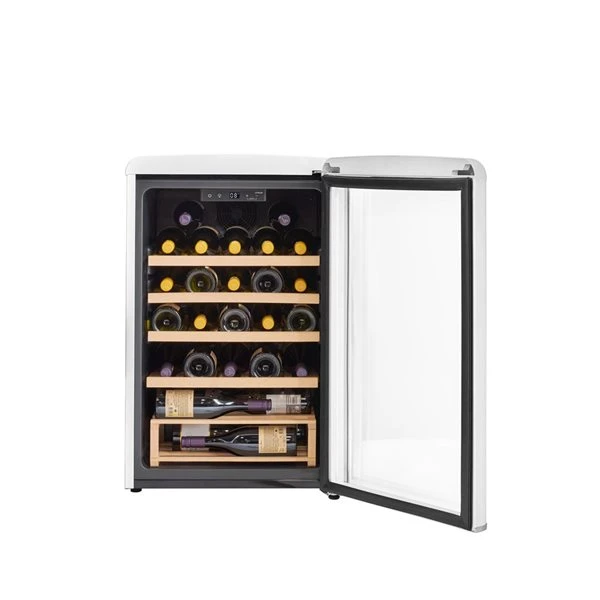 Unique Classic Retro 28-Bottle Single Zone Retro Wine Cooler - White - Image 2