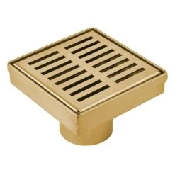 ToWo Luxury Drains 6-in L Slotted Square Stainless Steel Shower Drain - Brushed Gold